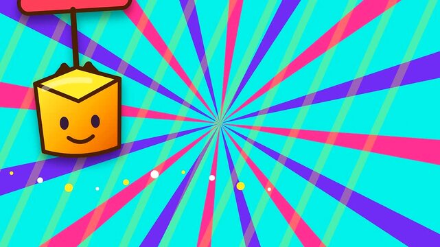 A vibrant yellow character swinging in a bright space creates an engaging black friday animation perfect for a playful parcel drop promotional marketing campaign motion graphic