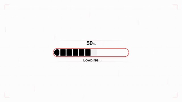 Minimalist progress bar with fifty percent loading indicator on a clean white background, concept for system buffering, ideal for website design and application interface development