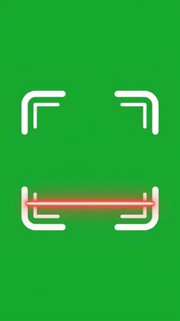 Minimalist futuristic scanner frame with red laser on green screen motion graphic, ai generated