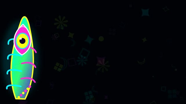 Abstract neon glow creature illustration floating with diwali inspired motifs and vibrant henna ornament patterns against a dark canvas creating a rhythmic dance of digital light