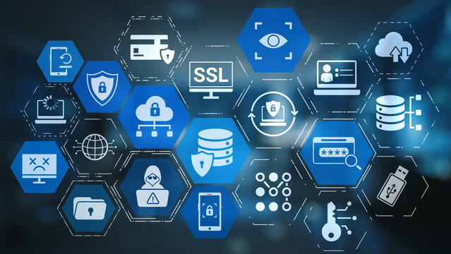 Data privacy and cyber security icons show encryption, data privacy safeguards, and cyber security defense. Data privacy ensures cyber security protection and access control. Gist