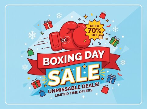 Boxing day vector illustration with boxing glove, boxing day sale concept.
