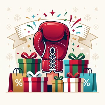 Boxing day vector illustration with boxing glove, boxing day sale concept.