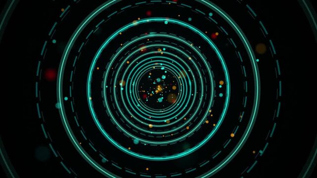 Cyan HUD neon tunnel seamless loop motion background