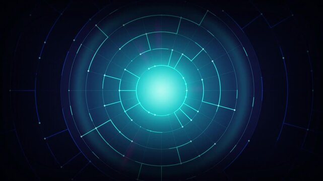 Cyan HUD circle interface rotating seamless loop motion background