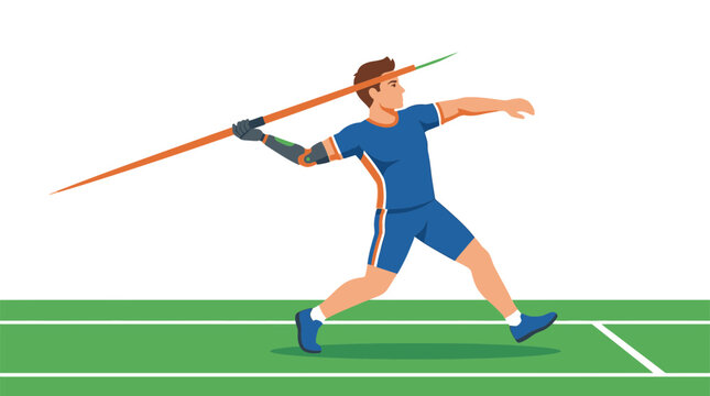 Athlete throwing javelin isolated