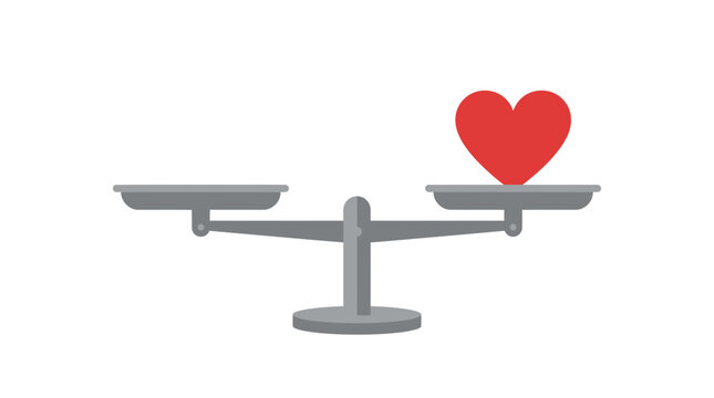 Balance scale with heart on one side