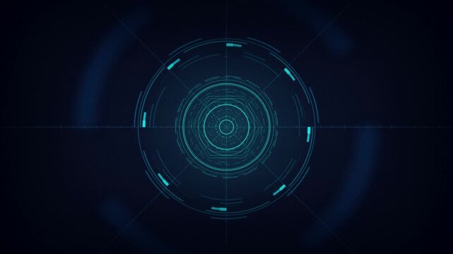 Cyan HUD reticle glowing sci fi UI interface seamless loop