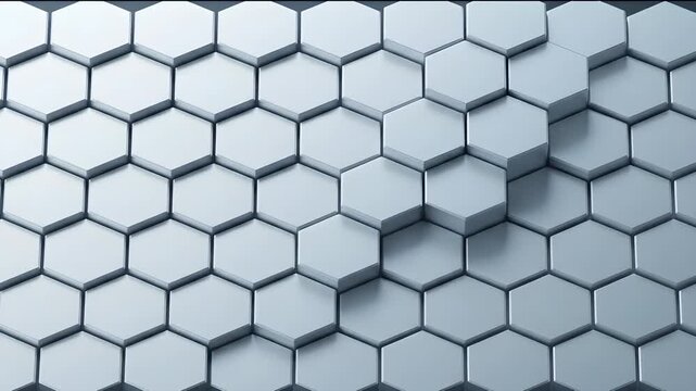 Abstract honeycomb grid pattern with moving hexagonal tiles in a modern geometric motion design