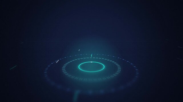 Cyan radar HUD interface reticle spinning seamless loop motion