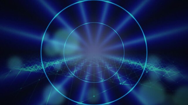 Cyan blue concentric tunnel plexus network seamless loop background