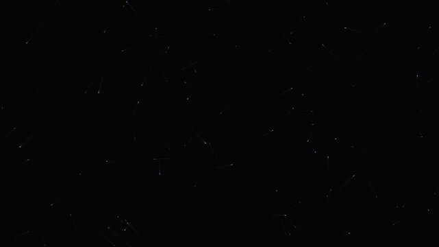 Abstract Digital Background Featuring Floating Glowing Particles and Geometric Lines in Dark Space.
