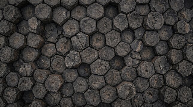 Basalt columns natural hexagonal rock texture
