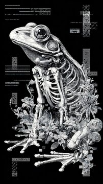 Frog skeleton botanical mobile wallpaper