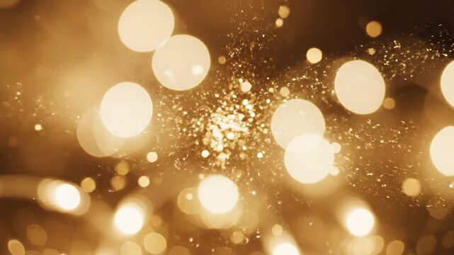 Abstract golden background with sparkling lights and soft bokeh effect.