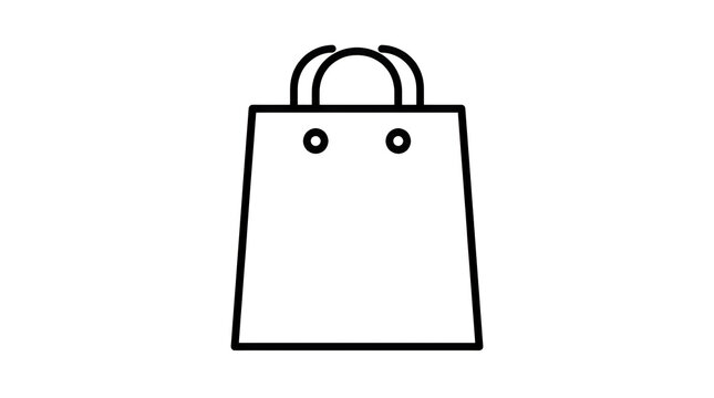 Minimalist shopping bag with handles icon