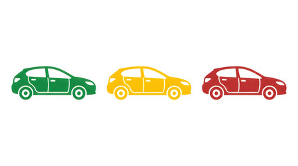 Fototapeta premium Three colorful simple car icons in a row