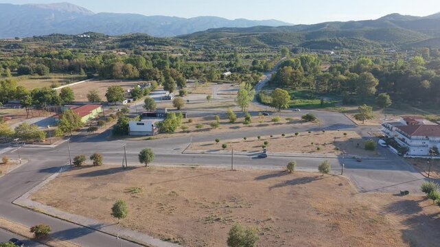 Aerial View of Rural Landscape with Mount Olympus, Greece