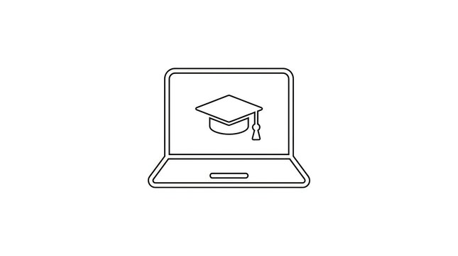 Graduation cap on laptop screen icon