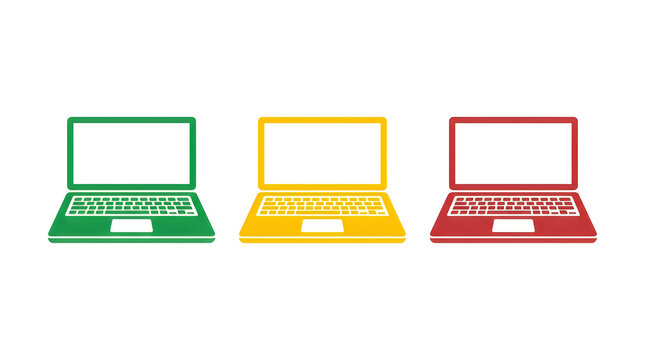 Three colorful flat design laptop icons