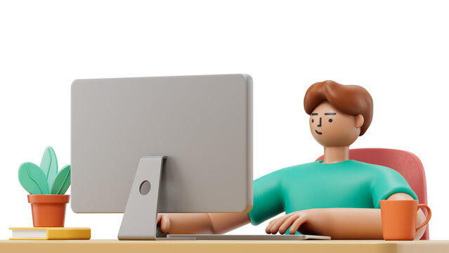 A man is seated at a desk with a laptop