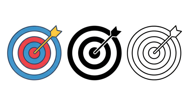 Colorful target with arrow hitting bullseye