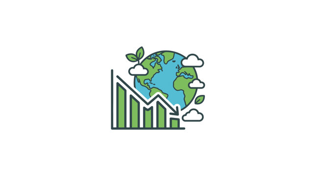 Carbon Reduction Concept Vector Illustration with Earth and Graph