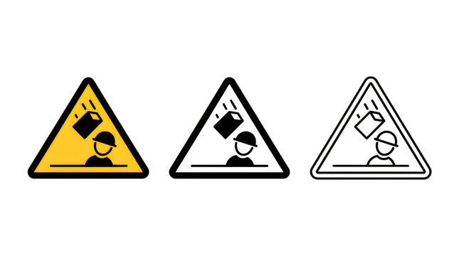 Warning signs of falling objects with worker