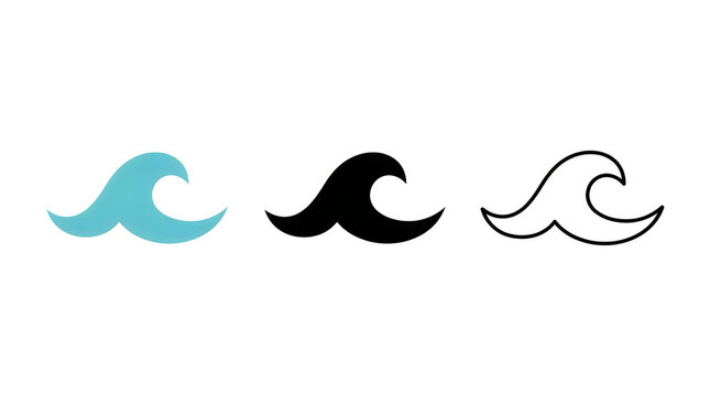 Three stylized wave icons in different colors