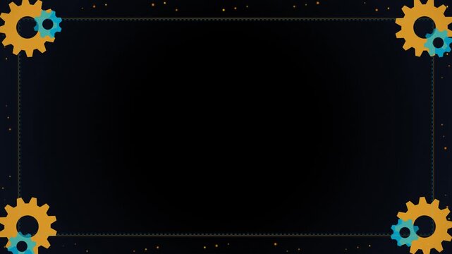 Gear wheels frame video background with dark space