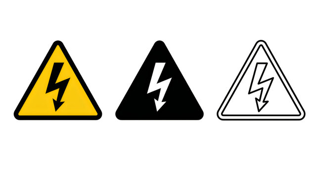 Three electrical hazard warning triangle icons