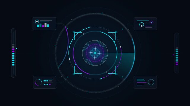 Tactical HUD Interface with Rotating Radar and Sequential Data Elements