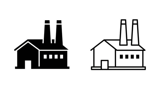 Simple factory and house icon illustration