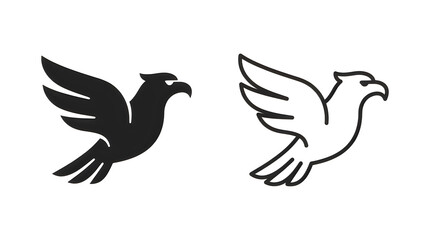 Fototapeta premium Two stylized flying pigeons in silhouette