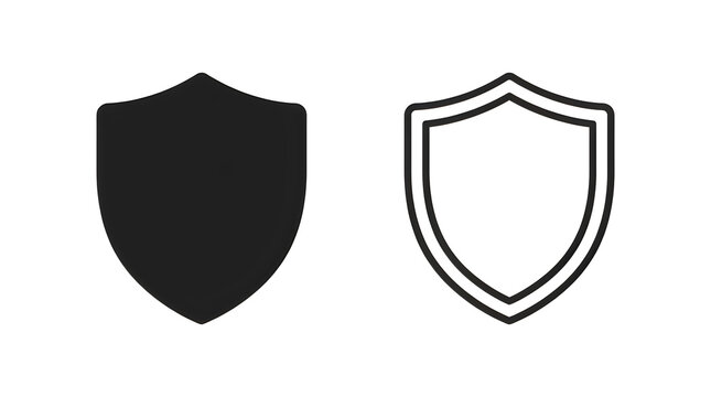 Simple shield icon with outline and solid versions