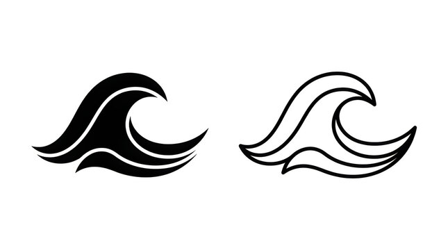 Black stylized wave icon design