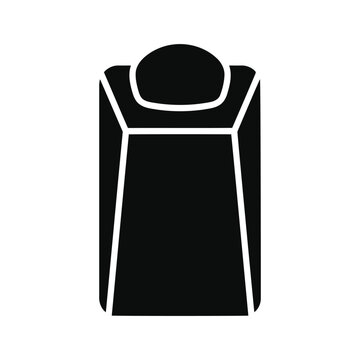 Sleeping bag black glyph icon isolated on white backdrop.