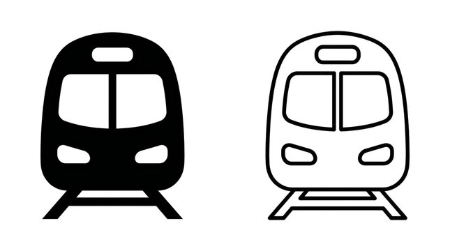 Simple modern train icons in black and white