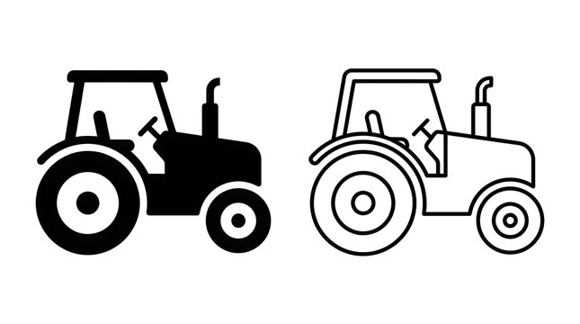 Black and white tractors illustration