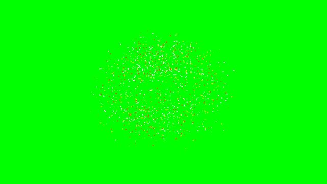 Classic analog clock spins faster toward midnight, then explodes into particles that form the year 2027 before reforming back into the clock. Clean solid green background for easy chroma key. 