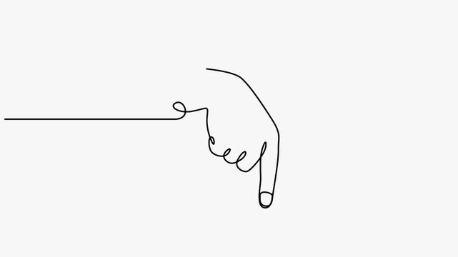 Continuous line art animation of hand pointing down gesture concept vector