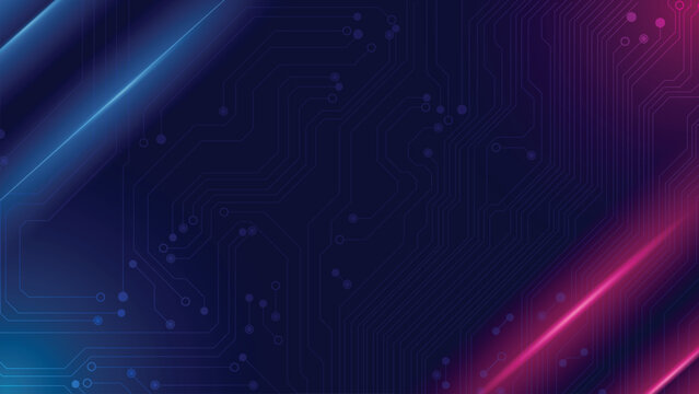 Dynamic Abstract Technology Background For Cyber, Modern Blue Magenta Header Presentation Layout