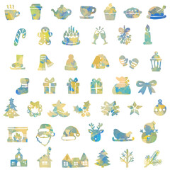 Fototapeta premium クリスマスモチーフの手描き風アイコンセット