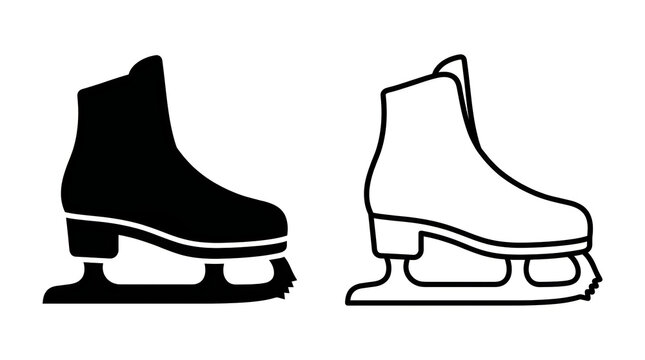 Ice skates silhouette pair black and white