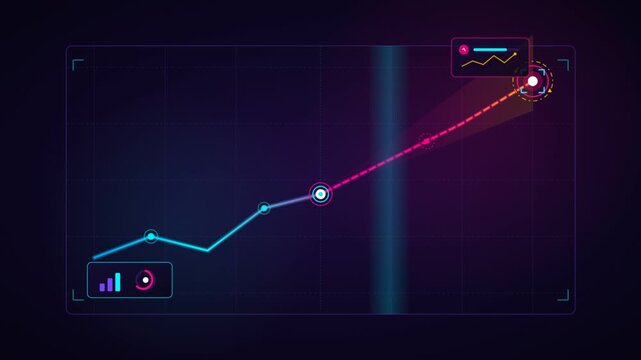Animated 2D Vector Line Graph UI HUD for Digital Data Visualization