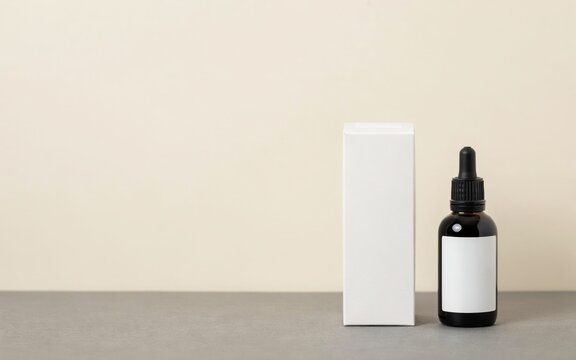 Blank cosmetic bottle and box packaging