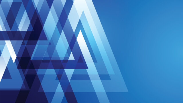 Abstract Triangle Background Banner, Geometric Polygonal Blue Presentation Vector Design