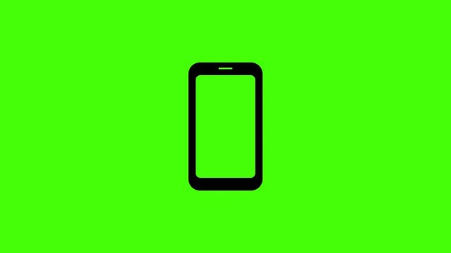 Animated Smartphone Mobile Phone Icon Scale Up Rotate Loop On Green Screen. Perfect UI or Overlay Video Element.