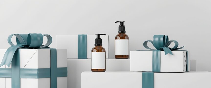 Amber pump bottles with gift boxes