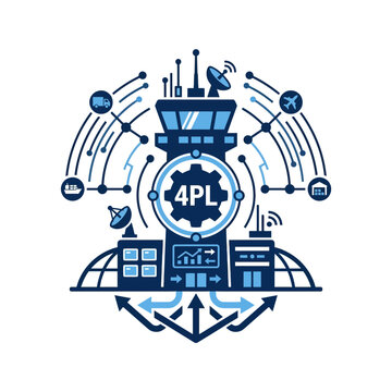 Logistics Management Hub and Supply Chain Network Vector Illustration